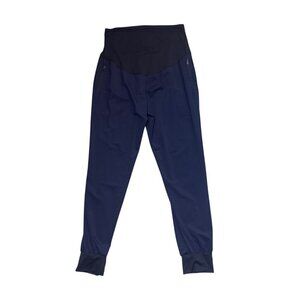Maternity Activewear Pants XL Black/Navy Stretchy Nylon/Spandex Blend With Zippe